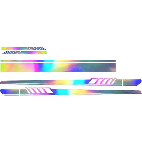 Lot de 5 bandes réfléchissantes en vinyle pour les côtés de voiture, style course, universelles pour voitures et camions.