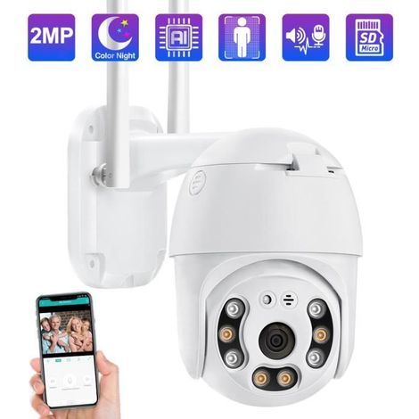 Caméra de Surveillance WiFi Extérieure 1080P Caméra de sécurité WiFi Audio bidirectionnel Détecteur de Mouvement Message Push IP66 (1/4)