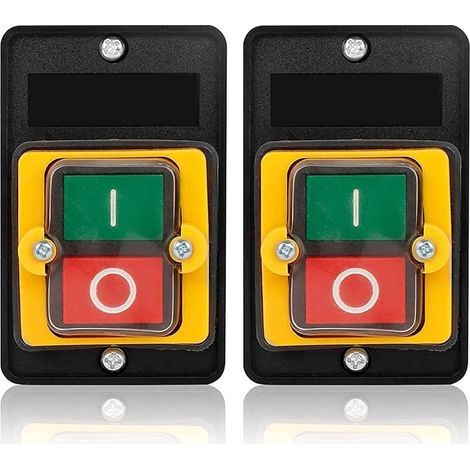Set di 2 pulsanti AC220V/380V 10A, impermeabili, di accensione/spegnimento, utilizzati in macchinari tessili e apparecchiature meccaniche. (1/5)