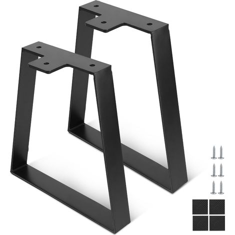 2 Pièces Pieds de Meuble Trapézoïdaux de 30 cm, Pieds de Table Noir (1/5)