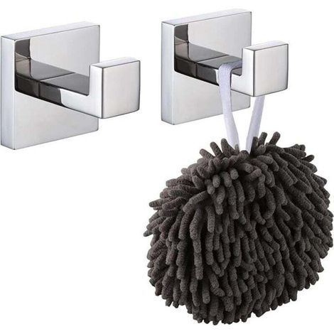 Crochet Mural - Acier Inoxydable SUS 304 - 5,5 x 5,5 cm - Pour Salle De Bain Cuisine Garage - Lot De 2 (1/3)