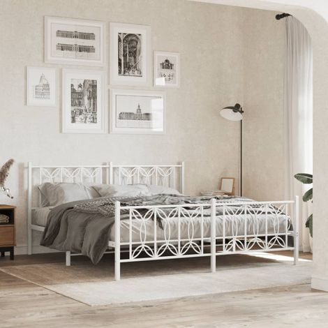Metal Bed Frame without Mattress with Footboard White 183x213cm vidaXL (1/5)
