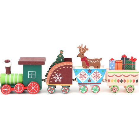 Mini Train de noël en bois pour enfants, jouet de décoration pour la maison, bricolage, ornement, couleur cadeau. (1/5)