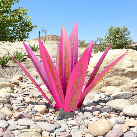 Sculpture Métallique Agave - Décoration Extérieure Jardin Cour - Sculpture Murale ou au Sol sans Socle - 27 cm - 1 Ensemble de 9 Feuilles (1/5)