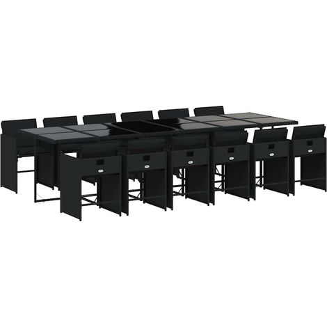 Maison Exclusive - Set da Pranzo da Giardino 13pz con Cuscini Nero in Polyrattan