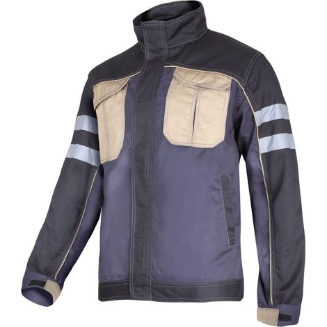 Felpa grigio-nero-beige con strisce riflettenti, "3XL", CE, lahti (1/2)