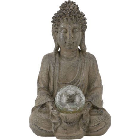 TONYSA Statue de bouddha en résine, Sculpture avec lampe, pour décoration de jardin extérieur, ornement de maison (1/5)