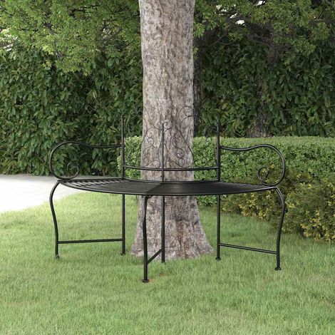 Banc tour d'arbre Banquette de Jardin - Mobilier de jardin 150 cm Noir Acier BV669509 - BonneVie (1/5)