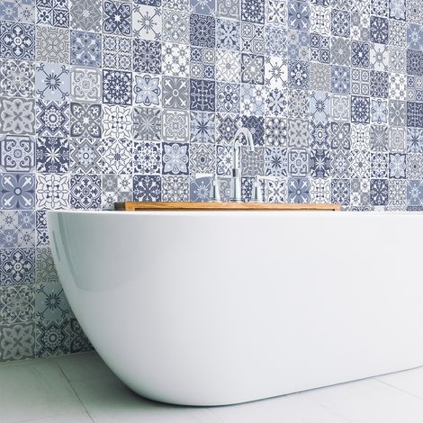 Sticker Mural Carrelage adhésif Cuisine Salle de Bain - 60 STICKERS CARRELAGES AZULEJOS DRACIANA - 60stickers15x15cm (1/5)