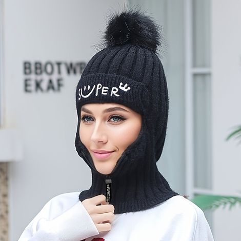 Cache-cou chaud, cagoule, demi-cache-visage pour le ski et le vélo, bonnet chaud pour sports d'hiver pour femmes et filles (1/5)