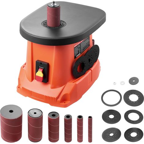 Ponceuse à Broche Oscillante d'Établi 2000 tr/min Course 16 mm, 6 Manchons 12,7 mm 19 mm 25,4 mm 38,1 mm 50,8 mm 76,2 mm, Table Fonte 397 x 295 mm pour Travail Bois, Ponçage Artisanal, Bricolage (1/5)