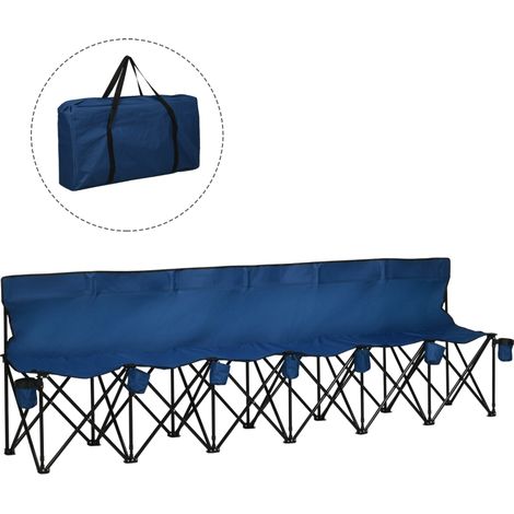 6 Seater Folding Camping Chair with Cup Holder & Carry Bag - Blue (1/5)
