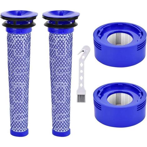 Filtri di ricambio per aspirapolvere Dyson V7, V8 Animal Absolute Motorhead, 2 post-filtri e 2 pre-filtri, sostituiscono i codici 965661-01 e 967478-01-Crezuo