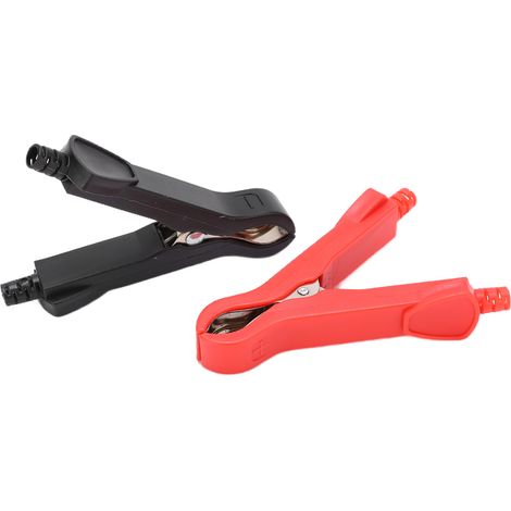 Lot de 2 pinces de test U58 30A en laiton nickelé avec capuchon de protection ABS, rouge et noir. (1/5)