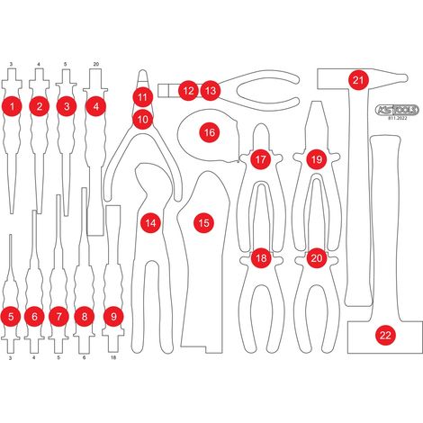 KS TOOLS Leere Schaumstoffeinlage zu 811.2022 ( 811.2022-97 ) (1/2)