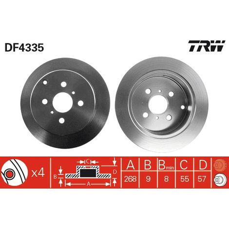 DISQUE DE FREIN ARRIÈRE DF4335 TRW (1/2)