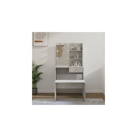 Ensemble de coiffeuse avec LED Blanc brillant Bois d'ingénierie (1/5)