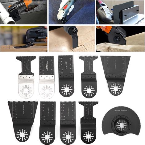 Lot de 10 lames de scie oscillantes universelles, outil de coupe multifonctionnel pour bois, plastique et métaux tendres. (1/5)