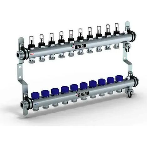 REHAU Verteiler HKV-D Easyflow Edelstahl 10 Kreise,mit Durchflussanzeige min/max, 13832001200