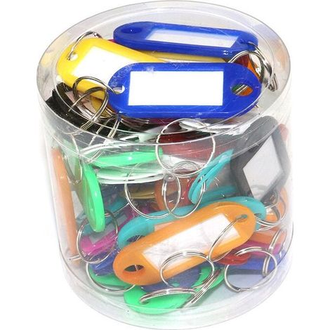 Porte Clés Coloré,50Pack Plastique Principales Balises Clair Porte-clés Étiquettes à Bagages pour Etiquette de Nom de Bureau d'hôtel Voyage Mémoire Bagagerie 10 Couleurs (1/5)