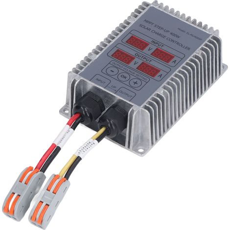 Contrôleur de charge solaire MPPT Boost, tension réglable, étanche, avec affichage, 24-85 V, 400 W (1/5)