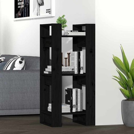 Bibliothèque séparateur de pièce en pin massif noir 41 x 35 x 91 cm - PANGIVO (1/5)