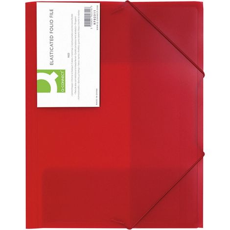 Cartella con elastico Q - Connect A4 3 alette 400 micron Rosso trasparente KF02311