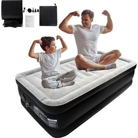 186x90x43 cm Luftmatratze mit Pump Aufblasbare Matratze 3 Minuten Schnelles Aufblasen/Luftablassen Luftbett MAX. Belastbarkeit 300KG Gästebett Reisebett Campingbett, Single NAIZY (1/5)