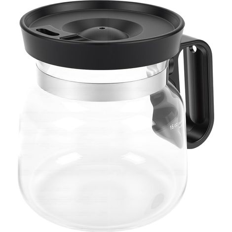 Tasse à café en verre de 16 oz qui ressemble à une forme de cafetière, mini tasse transparente résistante à la chaleur de grande capacité avec couvercle de voyage et paille pour (1/5)