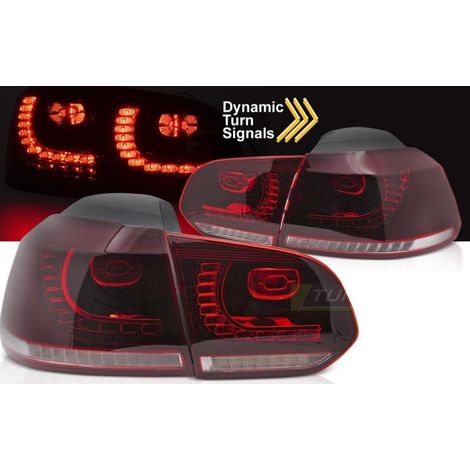 Paire de feux arriere VW Golf 6 08-13 FULL LED DYN Rouge Blanc