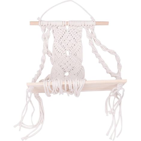 Boho Macramé étagère Murale à la Main Tissé Gland Tapisserie Support Bois Flottant Cintre de Rangement pour la Décoration Murale (1/5)