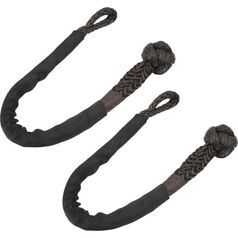 Lot de 2 manilles souples de remorquage, force de rupture de 38 000 lb, résistance à la déchirure, portables, pour camions, grands SUV et véhicules tout-terrain, noires (1/5)
