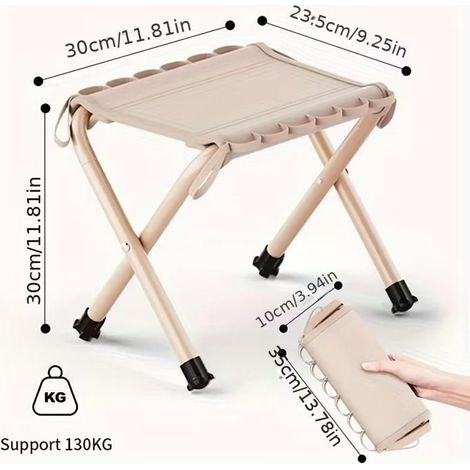 KLVGTIFS PU - Chaise de camping pliante – Chaise de plage portable – Idéale pour les activités de plein air, les pique-niques et la pêche – Kaki (1/5)