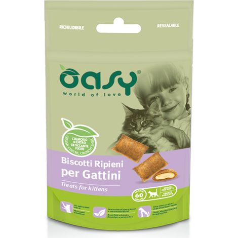 Oasy Cat Biscotti Ripieni per Gattini  - Oasy Cat Biscotti Ripieni per Gattini - Confezione da 60 Gr (1/2)