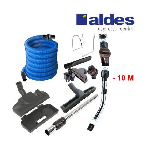 Set ALDES 8 accessoires + 1 flexible avec poignée standard chromée remplace la poignée de commande pneumatique ALDES 11070062 avec douille de démarrage et vanne d’arrêt - longueur au choix - 10m