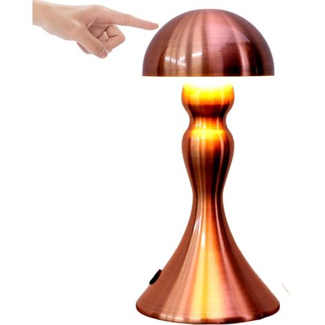 Lampe Champignon LED Or Rose Sans Fil Rechargeable Haute Luminosité, Veilleuse Design Élégant pour Bureau Chambre Décoration (1/3)