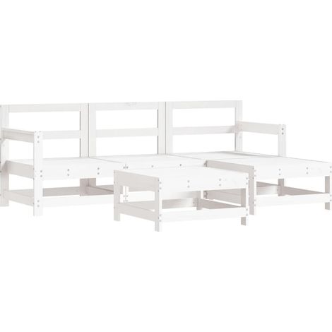 Maison Exclusive - Set Salotto da Giardino 5 pz Bianco in Legno Massello di Pino (1/5)