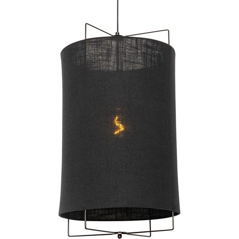 QAZQA Lampada a sospensione rich - Design - Tessuto,Acciaio - Nero - Cilindro Max. 1 x Watt