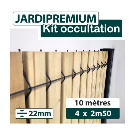 Cloture & Jardin – Kit occultation bois clair 22mm 10m – Traitement autoclave classe 3 – Lattes épaisses 22mm pour protection optimale – Sans entretien (1/4)
