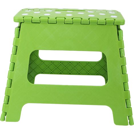 Tabouret Pliant En Plastique - Résine Thermoplastique Robuste - Design Antidérapant Avec Fermoir De Sécurité - Pour Intérieur Et Extérieur - Vert - 28 5x21 5x27 Cm (1/5)