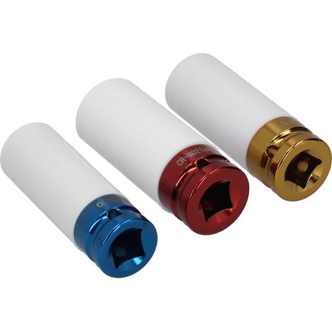 Jeu de 3 clés à douille de protection de pneu 1/2", code couleur, capuchon d'air, clé, outil à main (1/5)