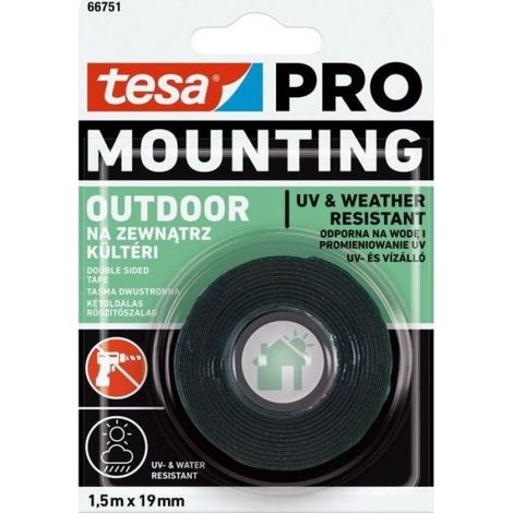 Tesa - H6675104 - Ruban d'installation, double face, extérieur, 1,5 m : 19 mm (h5575004) pro