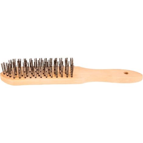 Spazzola metallica a 6 file con manico in legno.
