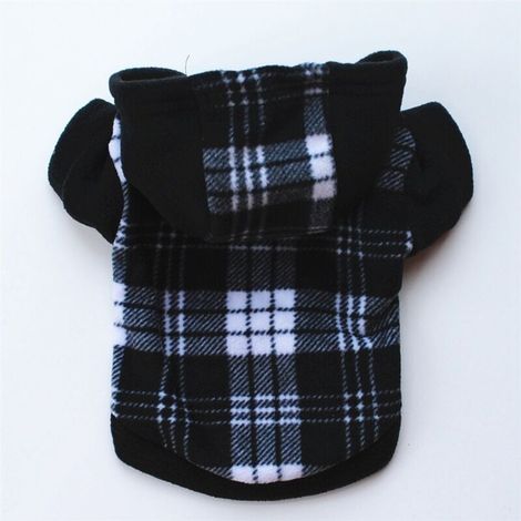 Vêtements pour chiens automne mode pull à capuche polaire petit chien bichon pull chaud（Noir XS）