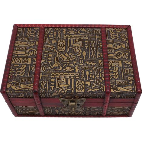 Boîte de Rangement Vintage Coffre au Trésor en Bois 23 X 16 X 9,5 Cm avec Couvercle à Charnière pour Bijoux, Cosmétiques, Collection de Pièces de Monnaie, Décoration de Bureau, Accessoire Photo (1/5)
