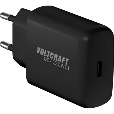 VOLTCRAFT UC-1C20W01 Chargeur USB 20 W 1x USB-C® Power Delivery, Power Delivery 3.0 noir intérieure