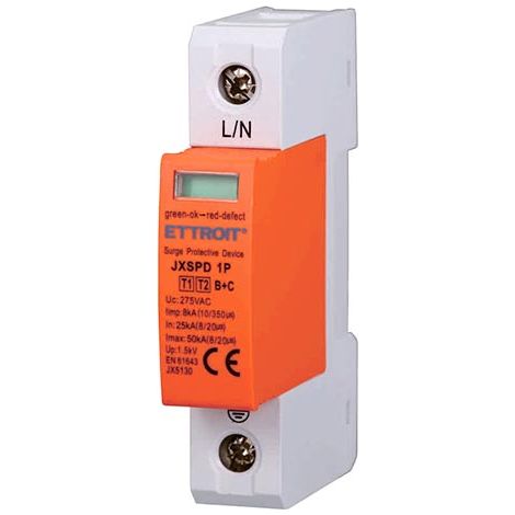 Überspannungsableiter 220 V Typ T1+T2 B+C 1P Pol 275 V 25 kA-50 kA Belegt 1 DIN-Modul Ettroit JX5130