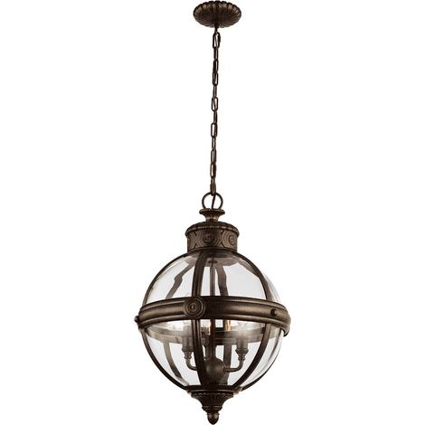 Elstead Adams - Suspension à 3 ampoules au plafond, bronze britannique, E14 (1/3)