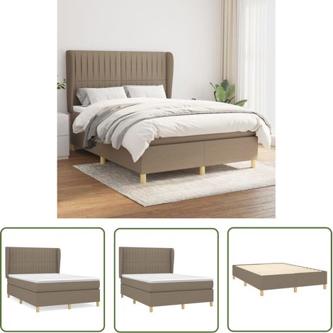 The Living Store Boxspringbett mit Matratze Taupe 140x200 cm Stoff - Boxspringbett - Doppelbett - Lattenrost - Bettrahmen - Massivholzbette (1/5)