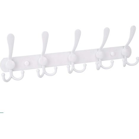 Wandgarderobe, Wandhakenleiste, Garderoben- und Handtuchhalter aus Edelstahl für Schlafzimmer, Flur, Badezimmer, Büro, Kleidung, Hüte (Weiß) (1/5)